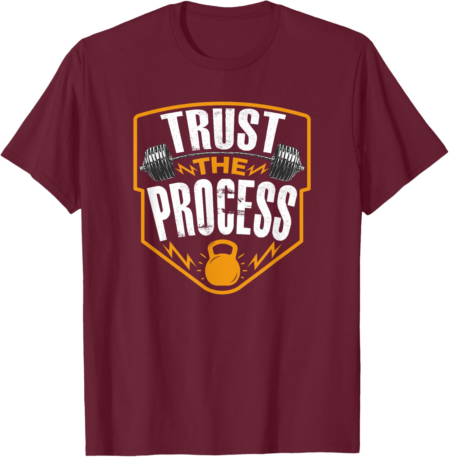 Trust The Process Motivational Quote Gym Workout Graphic T-Shirt - T-Shirt | Maroon