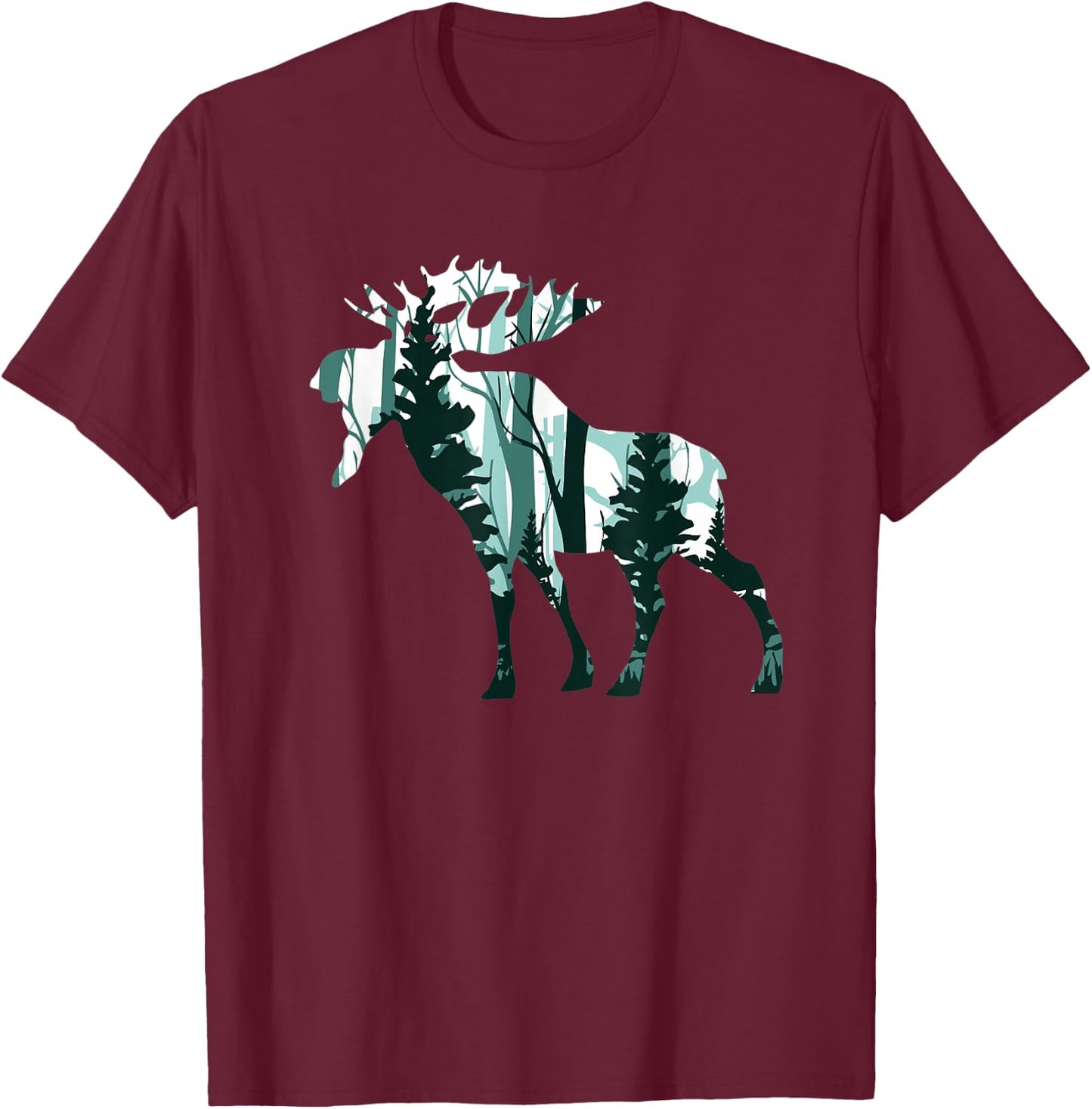 Nature Moose Hunter Gifts Hunting Bull Cow Antler Outdoors T-Shirt - T-Shirt | Maroon