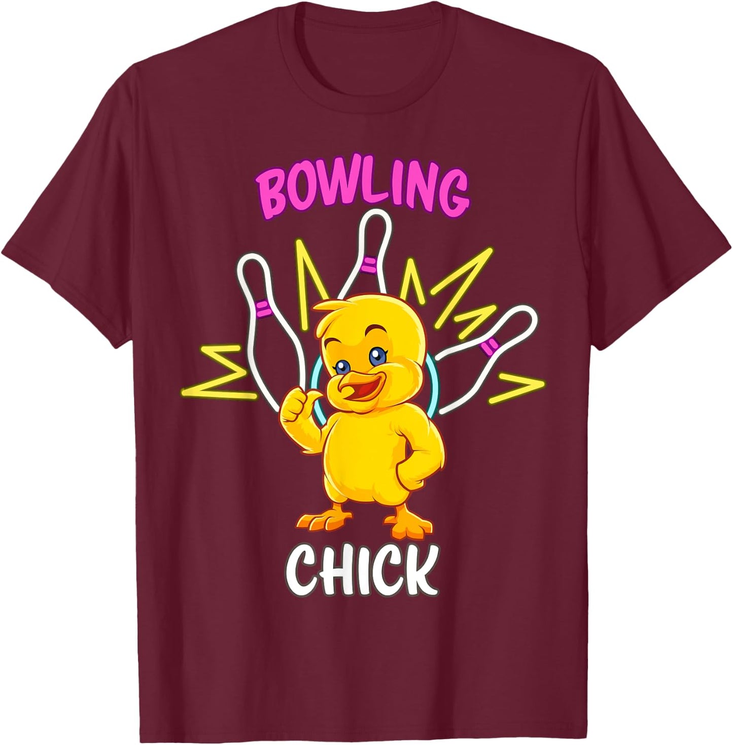 Bowling Chick Funny Chicken Sports Athlete T-Shirt - T-Shirt | Maroon