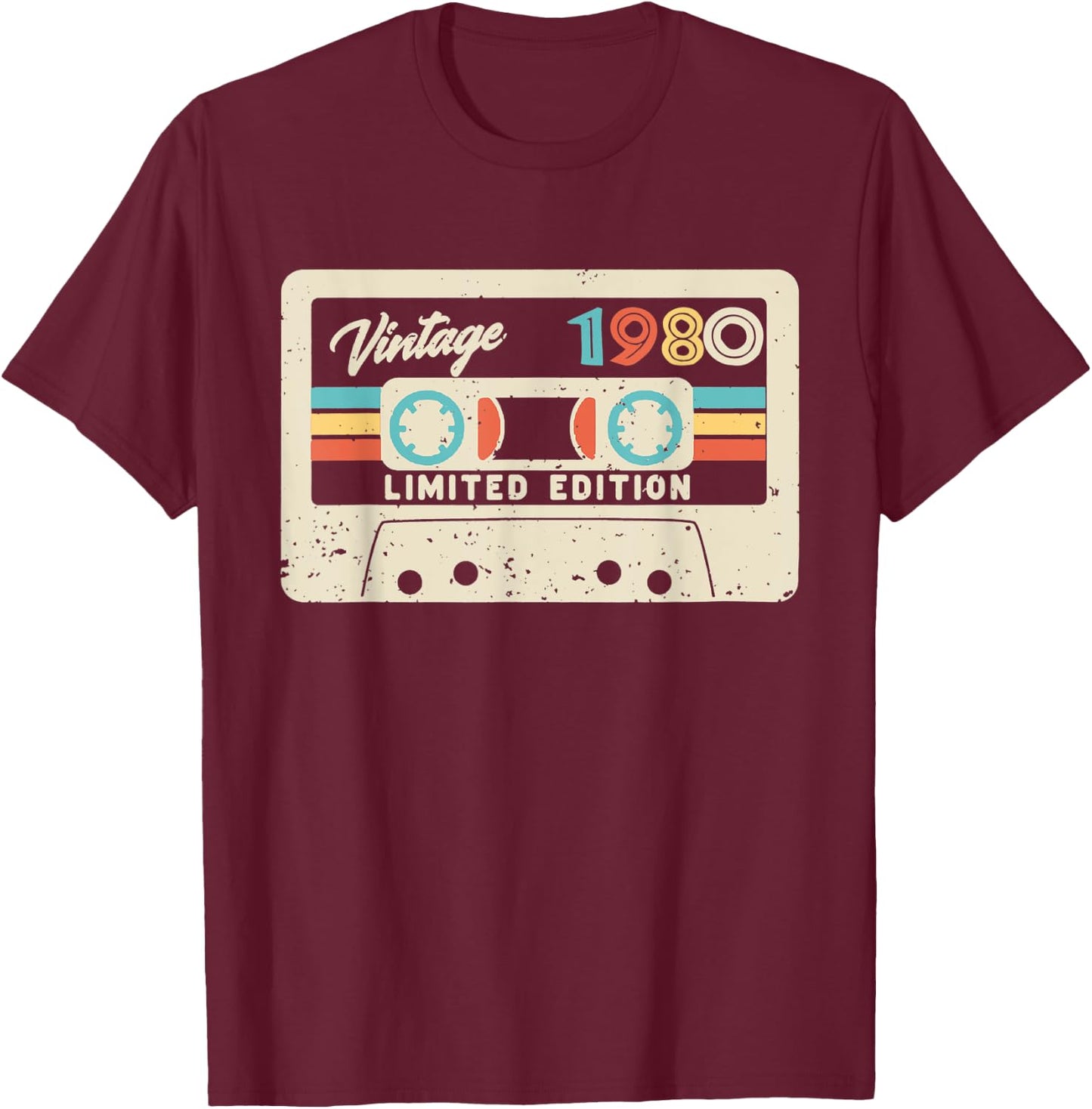 42nd Birthday Gift Vintage 1980 Limited Edition Cassette T-Shirt - T-Shirt | Maroon