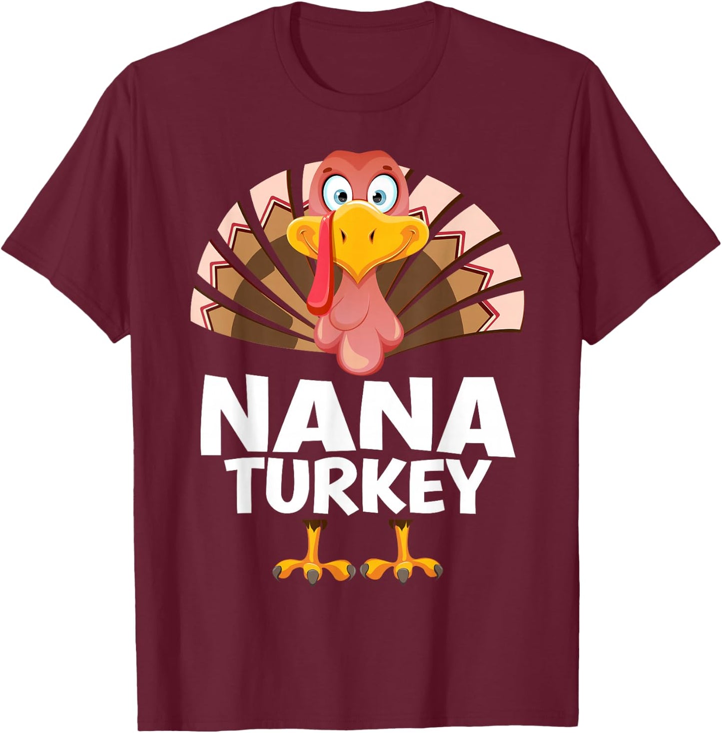 Thanksgiving Nana Turkey Matching Pajama T-Shirt - T-Shirt | Maroon