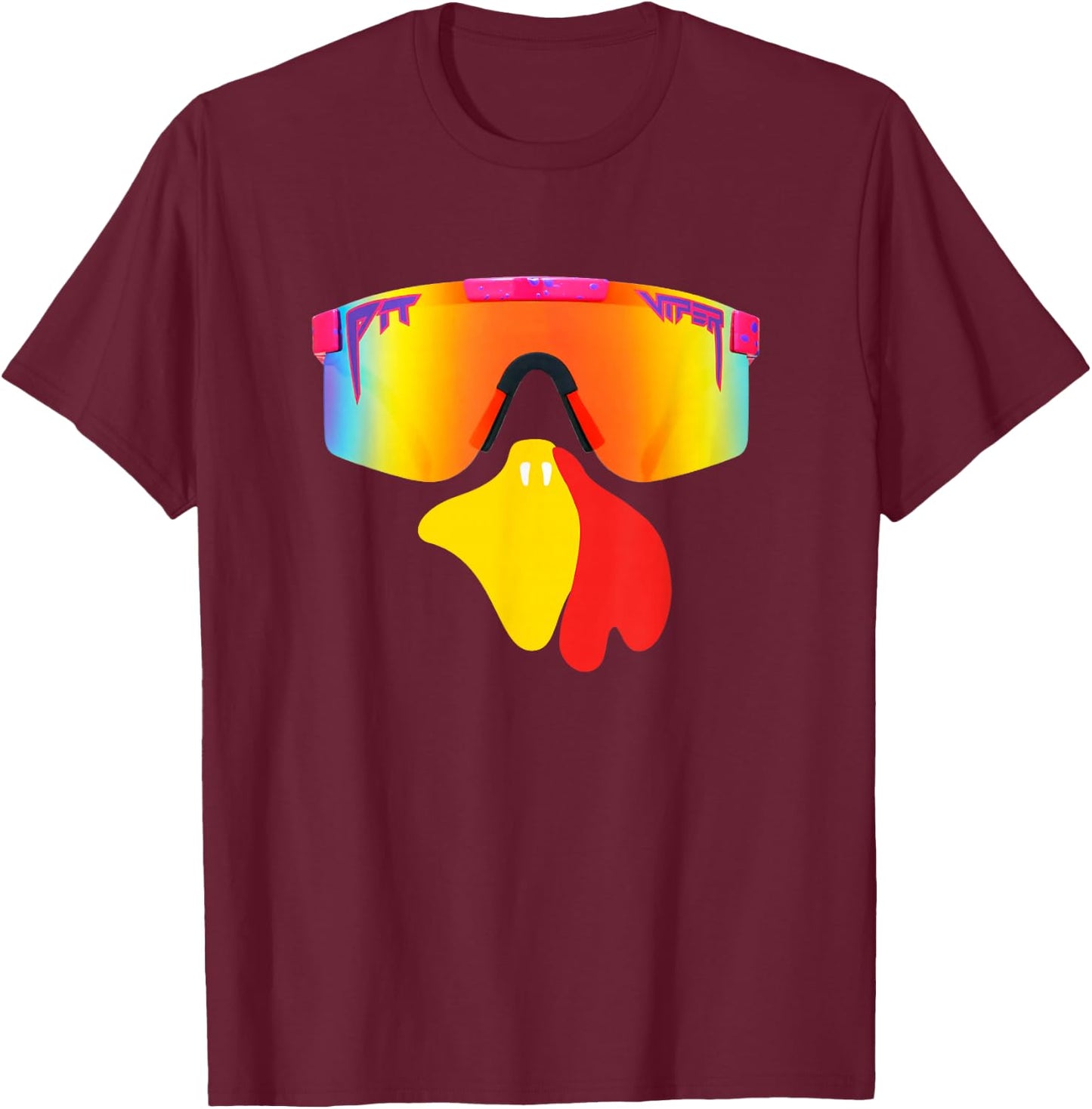 Rizzy Turkey with Cool Shades Funny Thanksgiving Boys T-Shirt - T-Shirt | Maroon