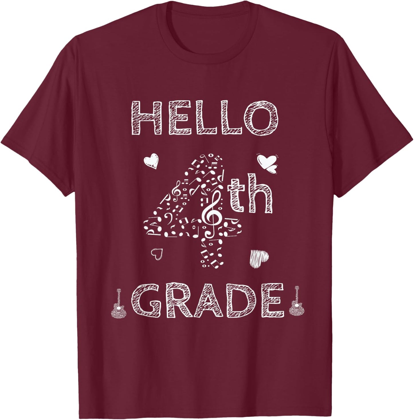 Back To School 4th Grade shirt hello fourth grade music T-Shirt - T-Shirt | Maroon