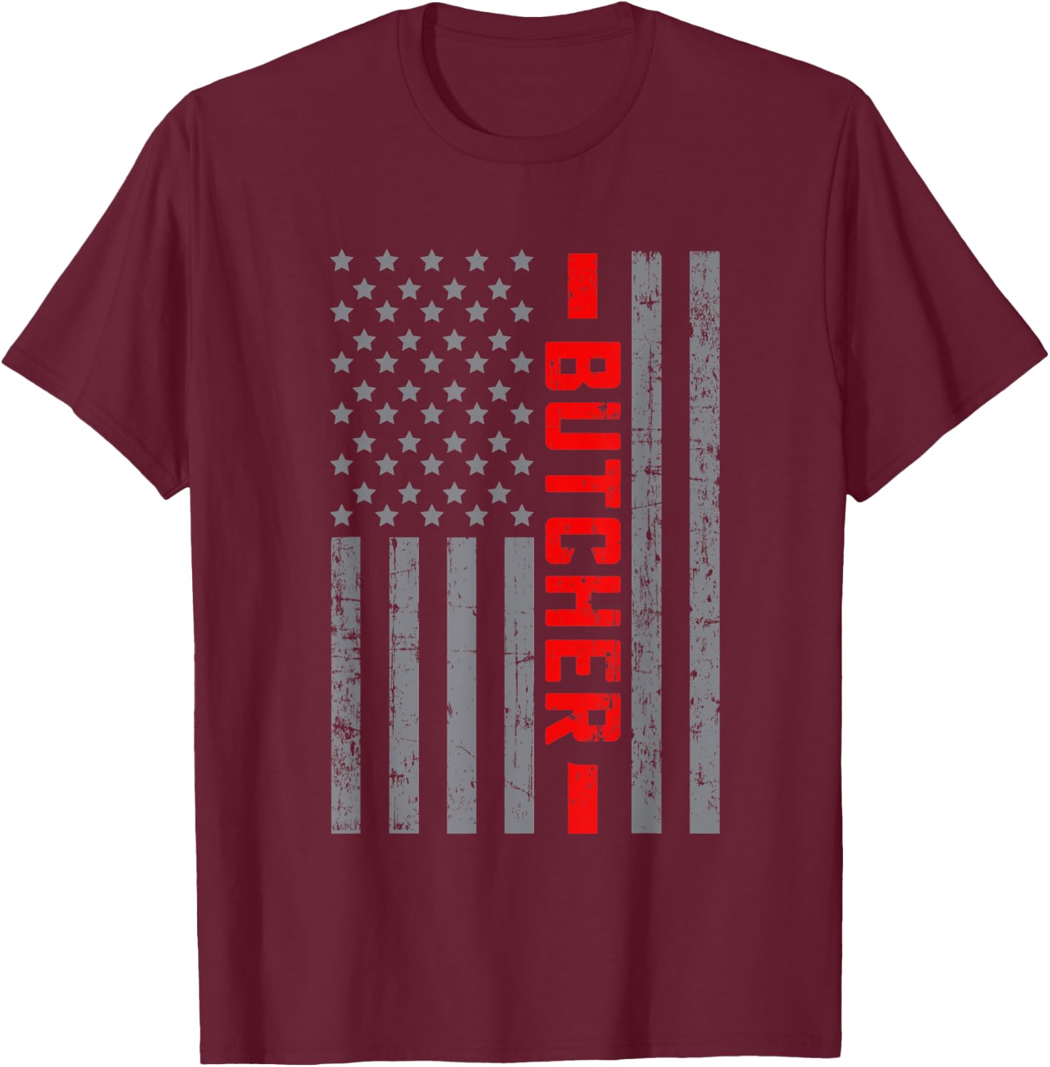 American Flag Butcher US Flag Vintage Dad T-Shirt - T-Shirt | Maroon