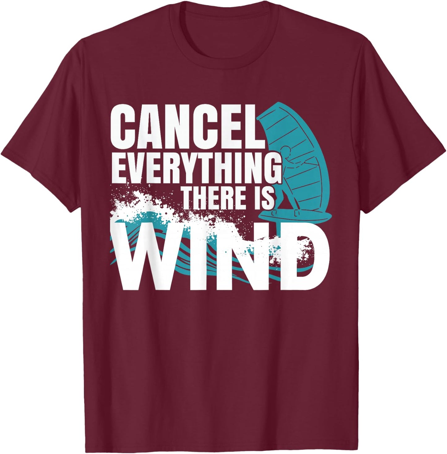 Wing Foil Wingboard , Black, S T-Shirt - T-Shirt | Maroon
