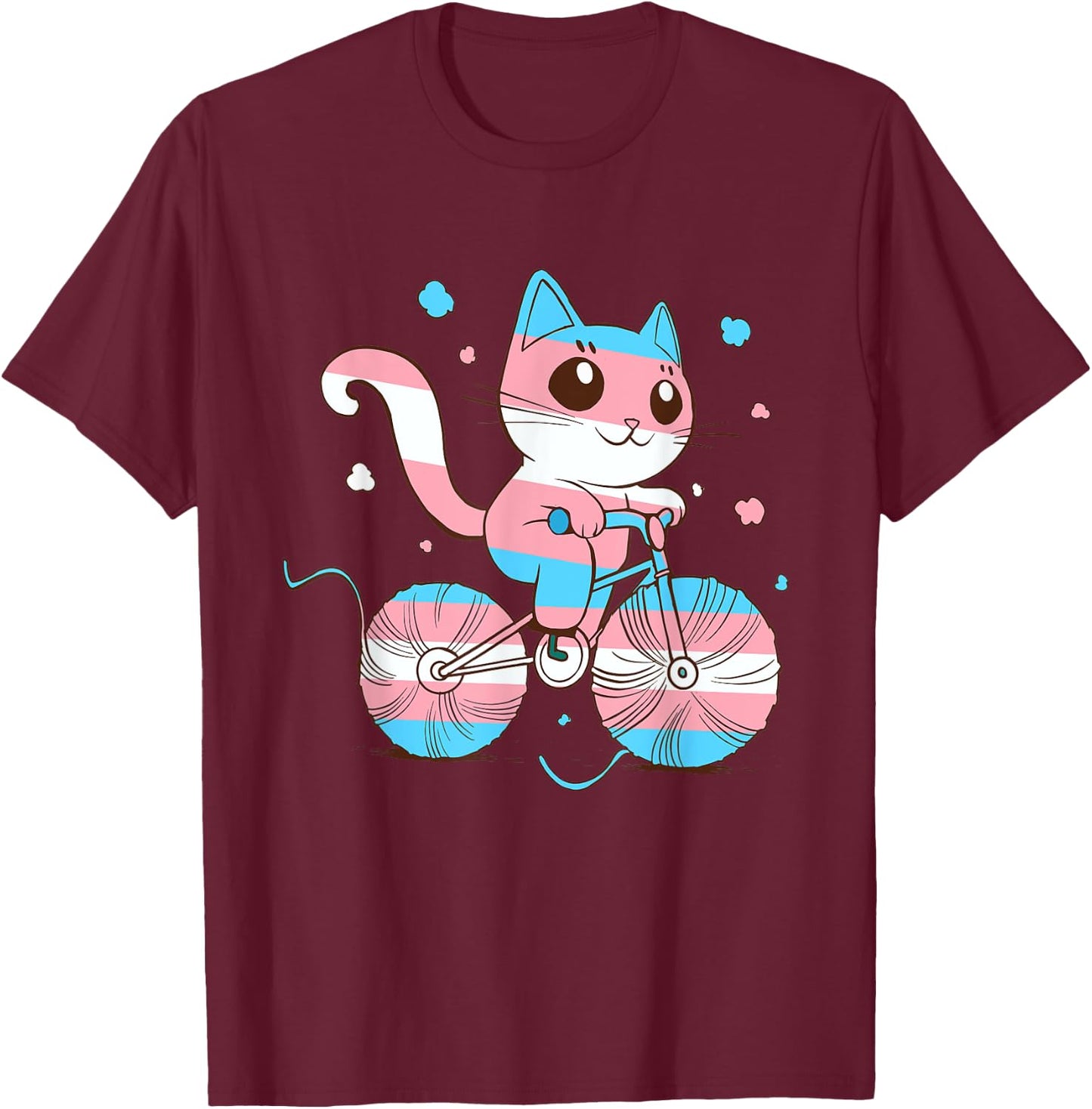 Transgender Pride Biking Cat Transsexual Transgender T-Shirt - T-Shirt | Maroon