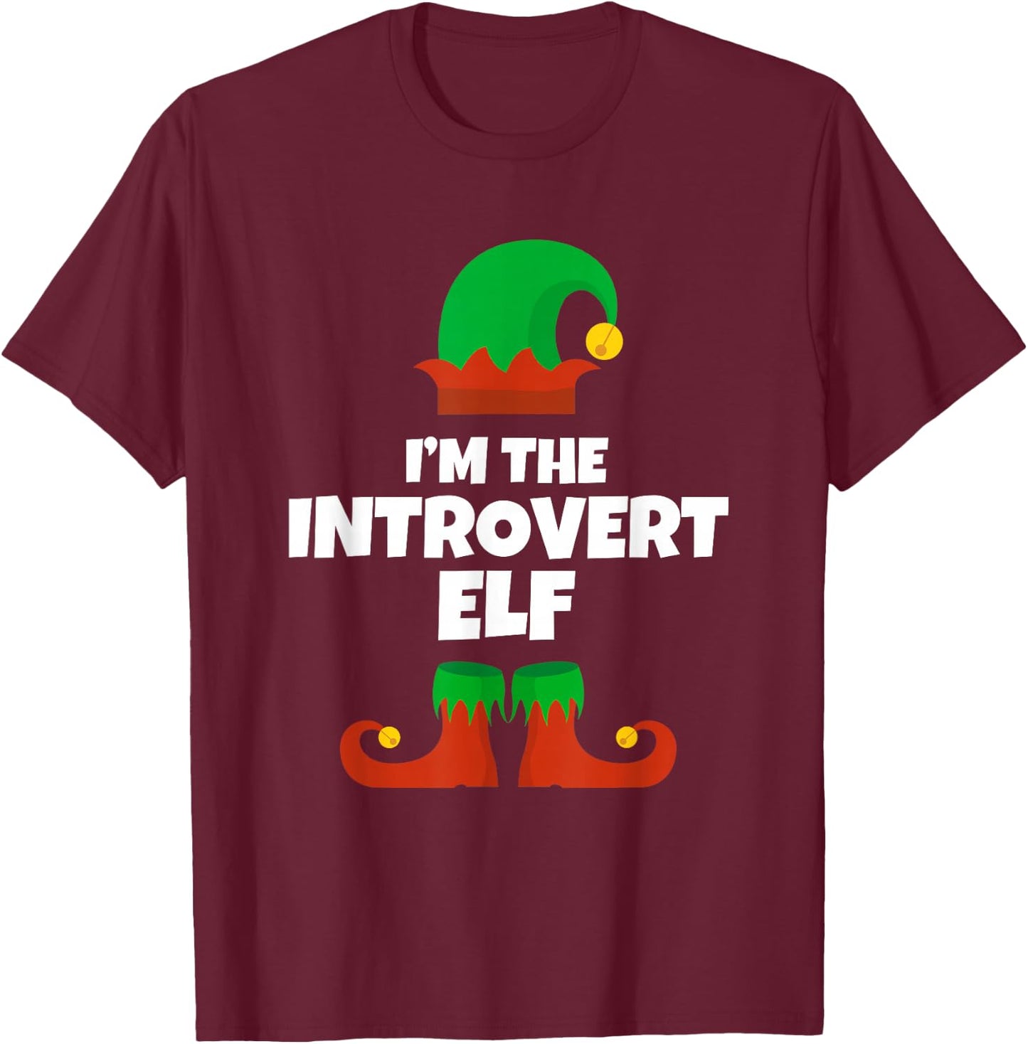 I'm The Introvert Elf Family Pajama Christmas Funny T-Shirt - T-Shirt | Maroon