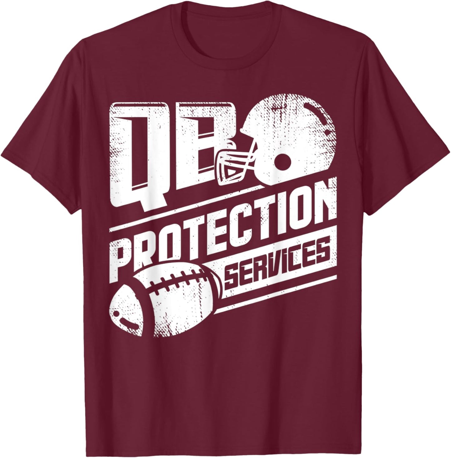 Funny Offensive Linemen Quarterback QB Protection Services T-Shirt - T-Shirt | Maroon