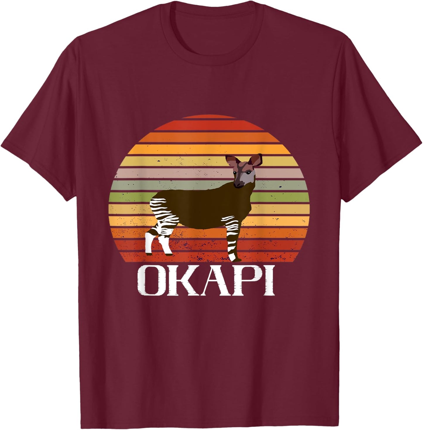 Retro Funny Okapi Vintage Forest Giraffe Okapi Lover Okapi T-Shirt - T-Shirt | Maroon