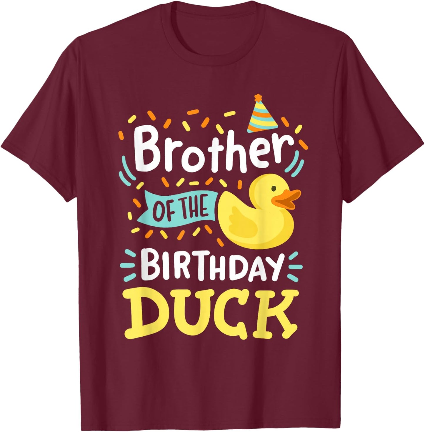 Kids Birthday Duck Crew Gear Brother Of The Birthday Duck Boy Rubber Duck Bday Family T-Shirt - T-Shirt | Maroon