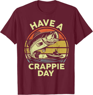 Bass Step Dad Have A Crappie Day Funny Kayak Fishing Father T-Shirt - T-Shirt | Maroon
