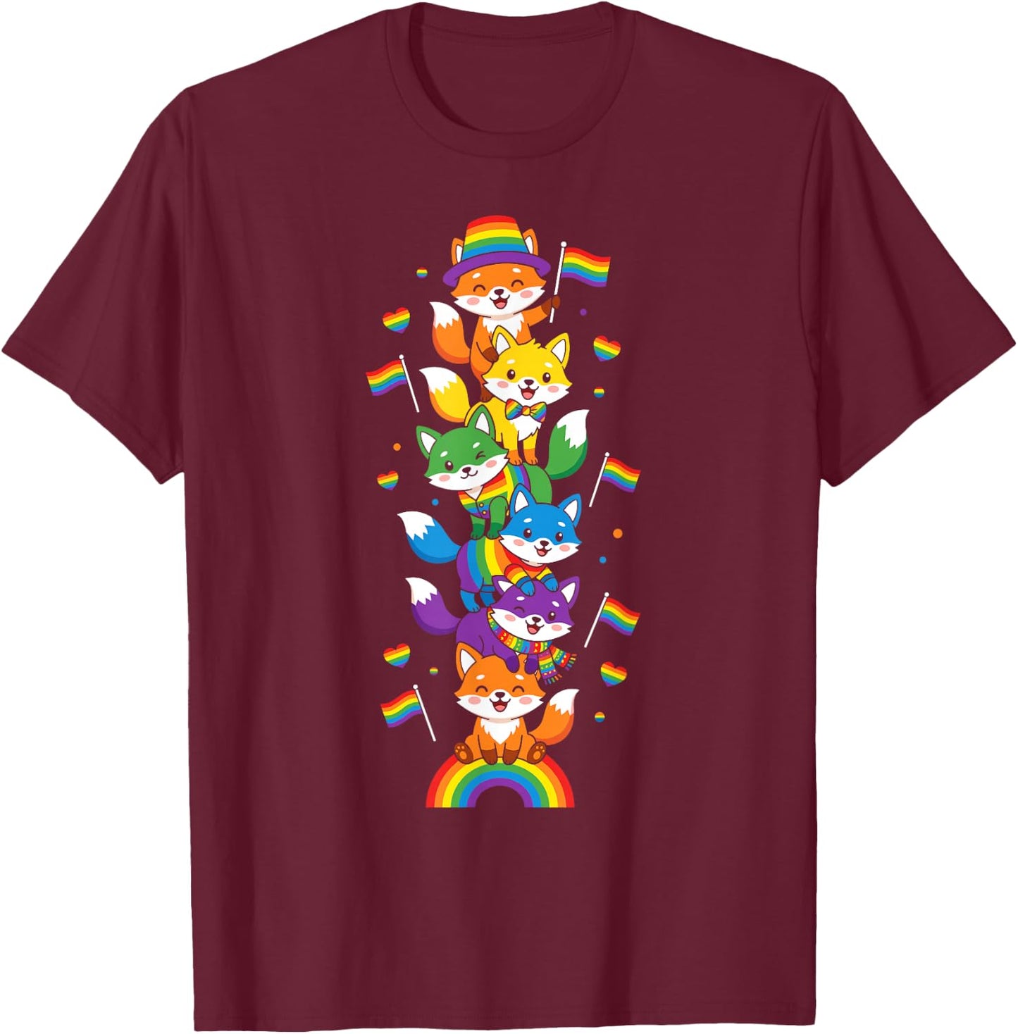 Funny LGBT Fox Rainbow Lesbian Gay Pride Women Men T-Shirt - T-Shirt | Maroon