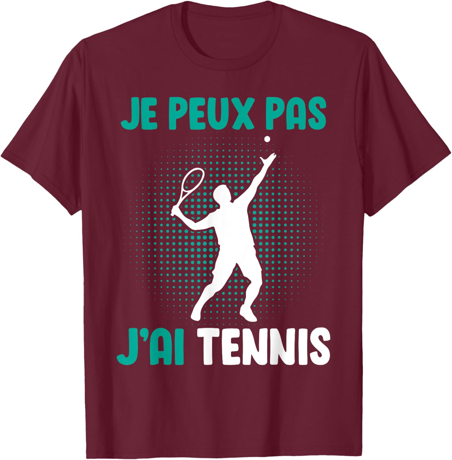Je Peux Pas J'Ai Tennis For Boys Man , Black, S T-Shirt - T-Shirt | Maroon