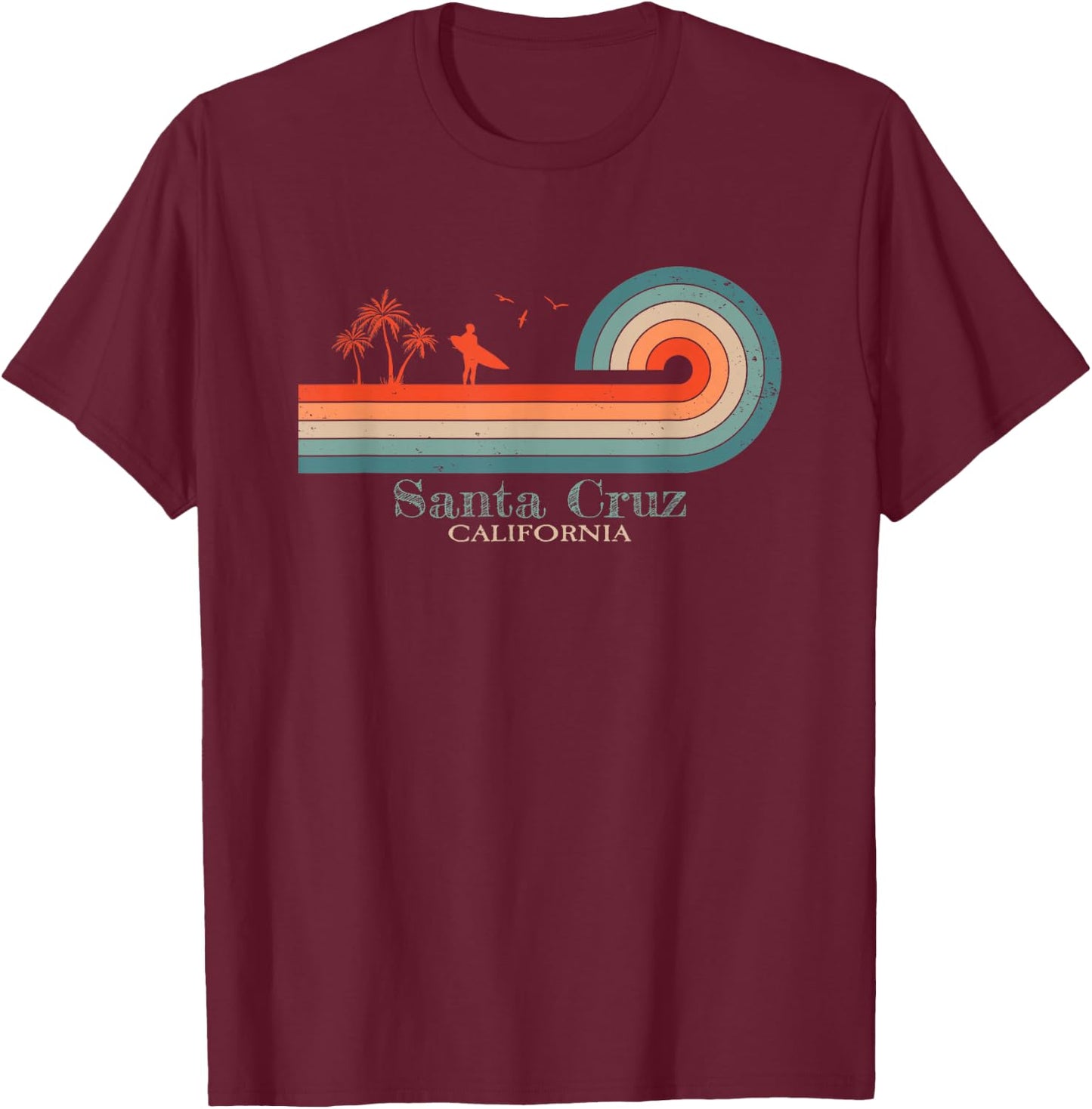 Santa Cruz CA Kalifornien Surfer I Santa Cruz Kalifornien T-Shirt - T-Shirt | Maroon