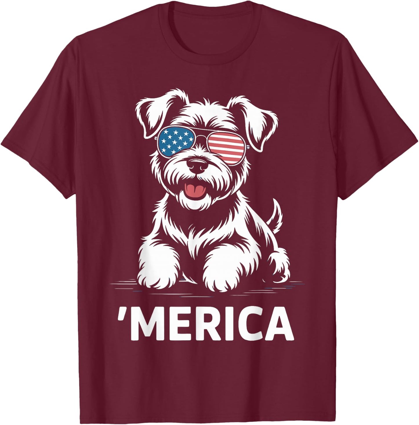 Miniature Schnauzer 4th of July ‘Merica Patriotic T-Shirt - T-Shirt | Maroon