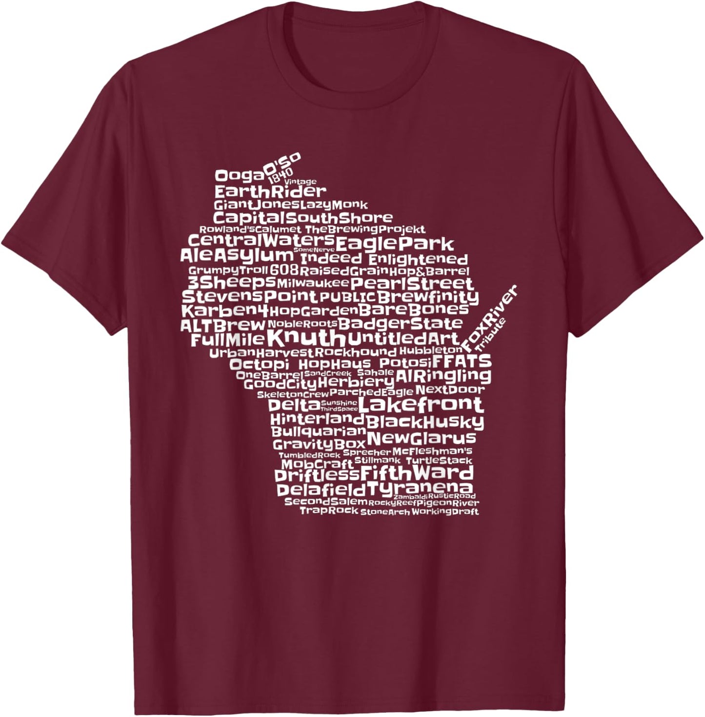 Drink Local Wisconsin Breweries T-Shirt - T-Shirt | Maroon