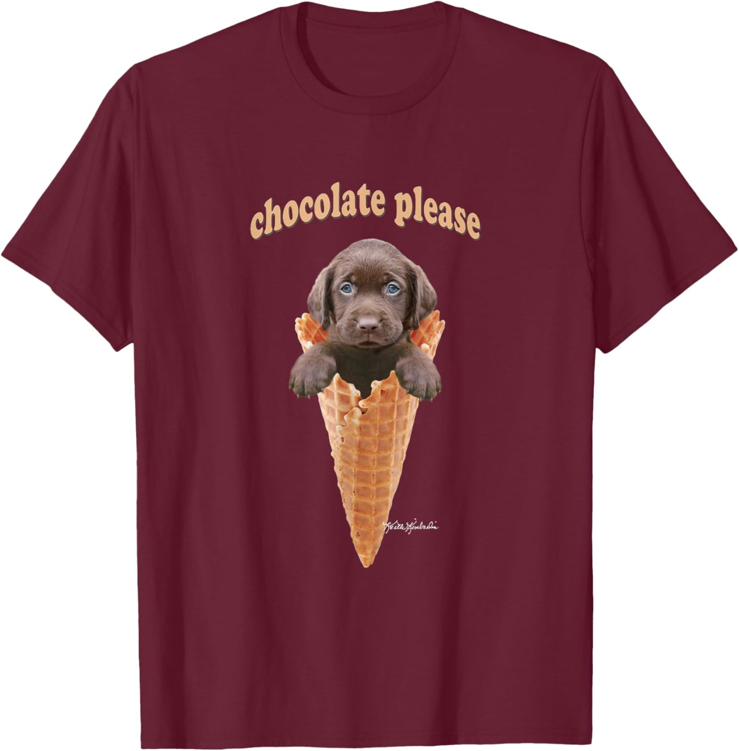 Chocolate Lab Puppy Ice Cream Cone Cute Dog Men Women Girls Kids T-Shirt - T-Shirt | Maroon
