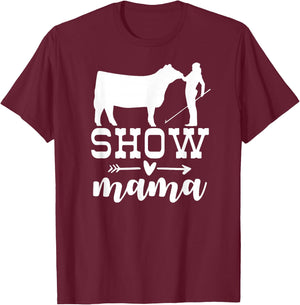 Show Cattle Life Show Cow Mom, Beef Mom - Women's Black Small Regular Fit Cotton Polyester Novelty T-Shirt - T-Shirt | Maroon