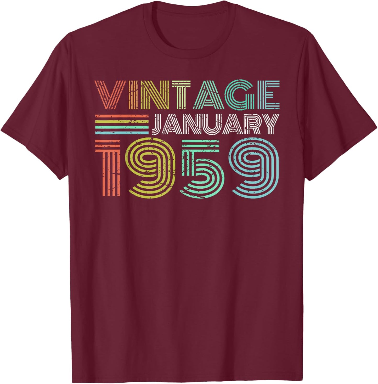 Vintage January 1959 Retro Born in January 1959 T-Shirt - T-Shirt | Maroon