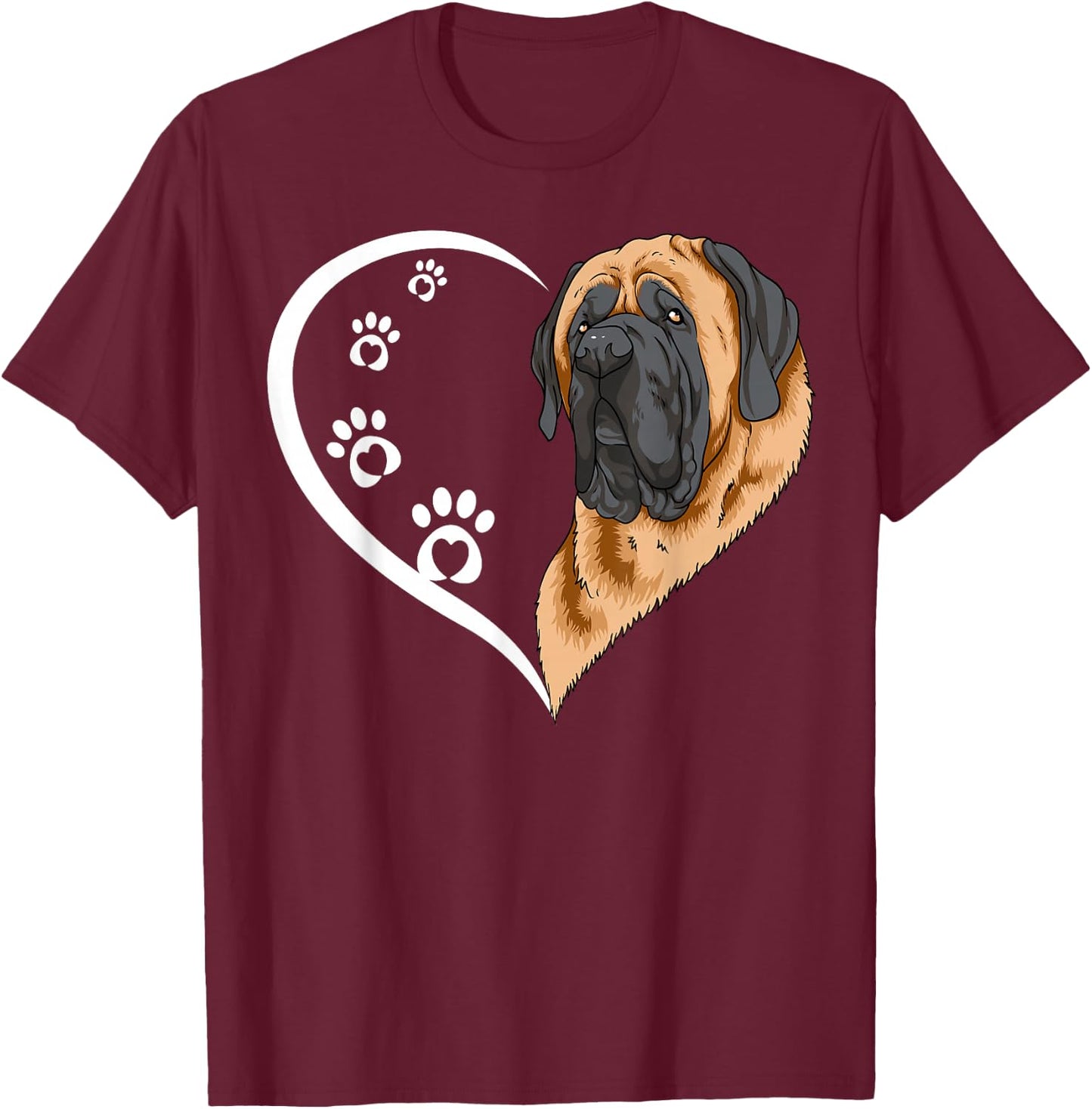 Mastiff Shirts Girls Kids Heart Cute Mastiff T-Shirt - T-Shirt | Maroon