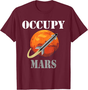 SCI-FI Space interstellar rocket starship Occupy Mars T-Shirt - T-Shirt | Maroon