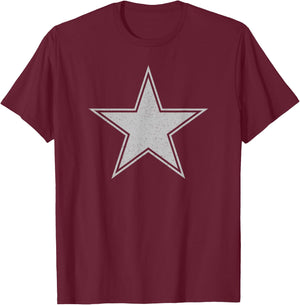 Silver Star on a , black T-Shirt - T-Shirt | Maroon