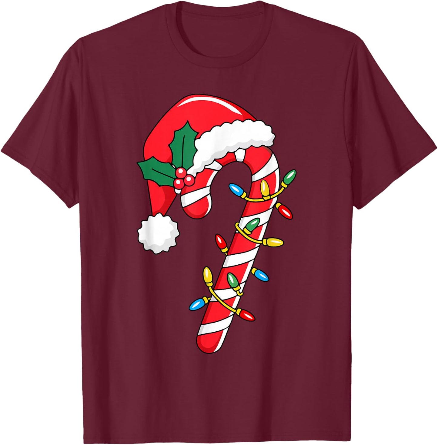 Christmas Candy Cane Santa Xmas Kids Toddler Youth Women Men T-Shirt - T-Shirt | Maroon