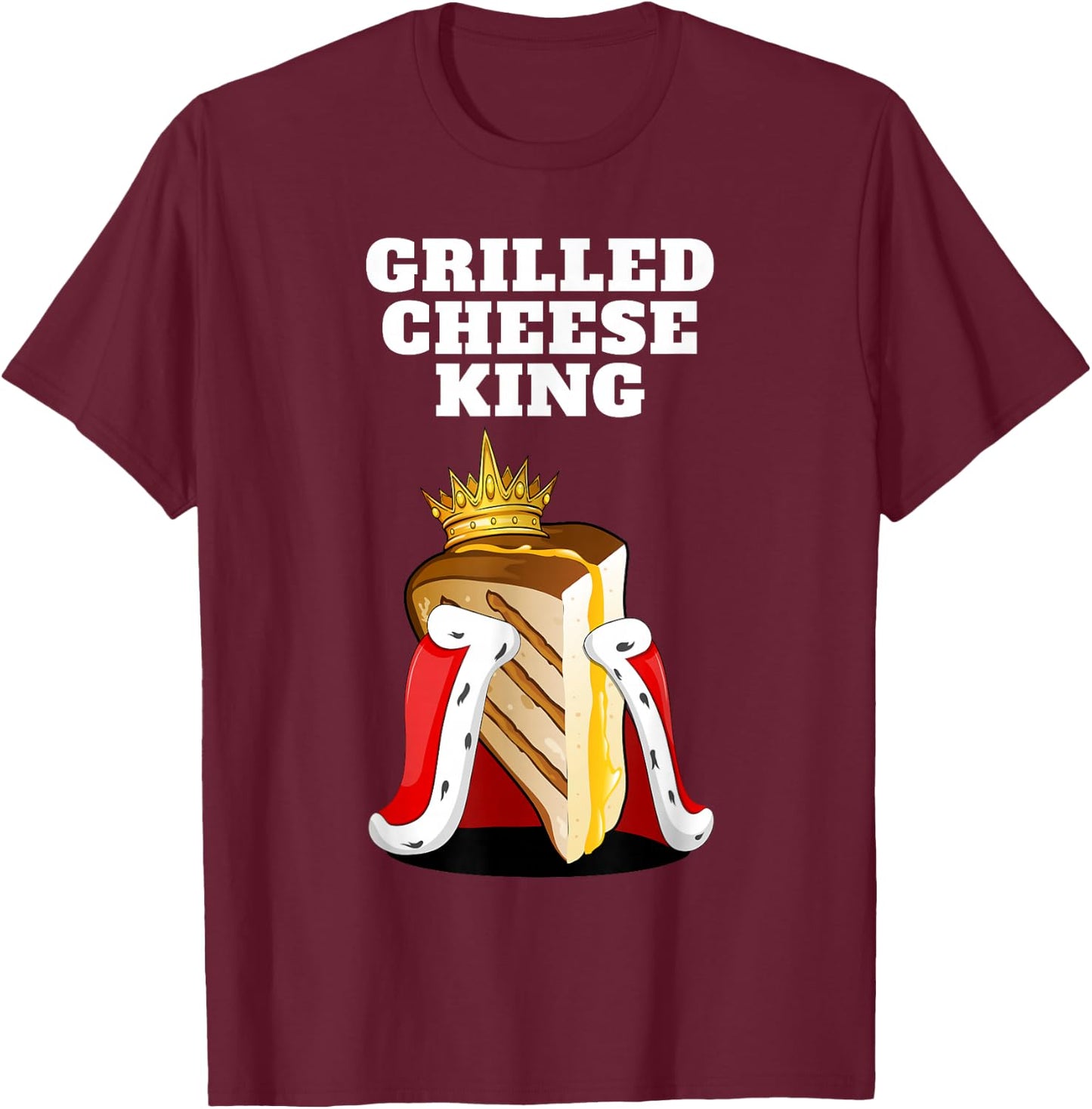 Grilled Cheese Shirts | Grilled Cheese King - Black, Small T-Shirt - T-Shirt | Maroon