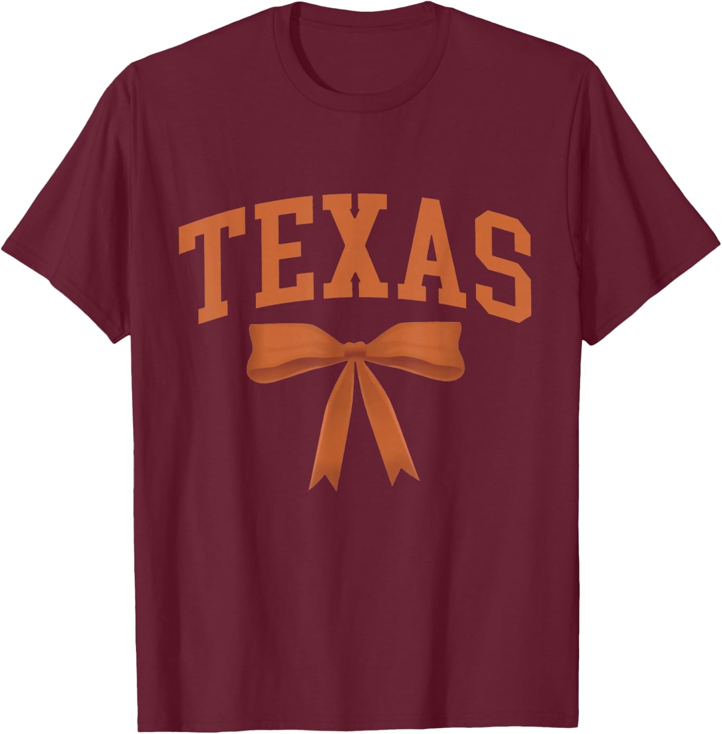 Texas TX Brow Cute Coquette Bow Western Cowgirl Cowboy T-Shirt - T-Shirt | Maroon