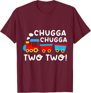 Kids 2nd Birthday Boy Train Chugga Chugga Two Two Toddler T-Shirt - T-Shirt | Maroon