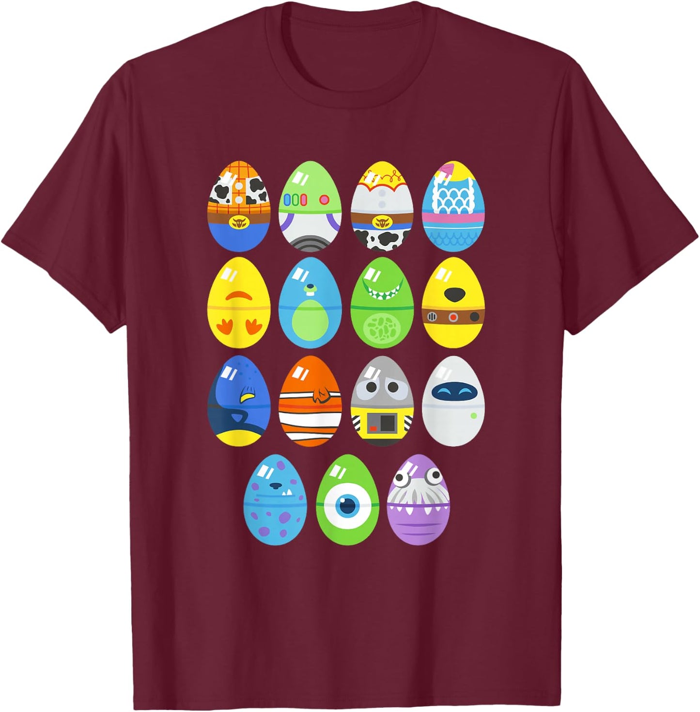 Disney Pixar Movie Favorites Spring Easter Egg Jumble T-Shirt - T-Shirt | Maroon
