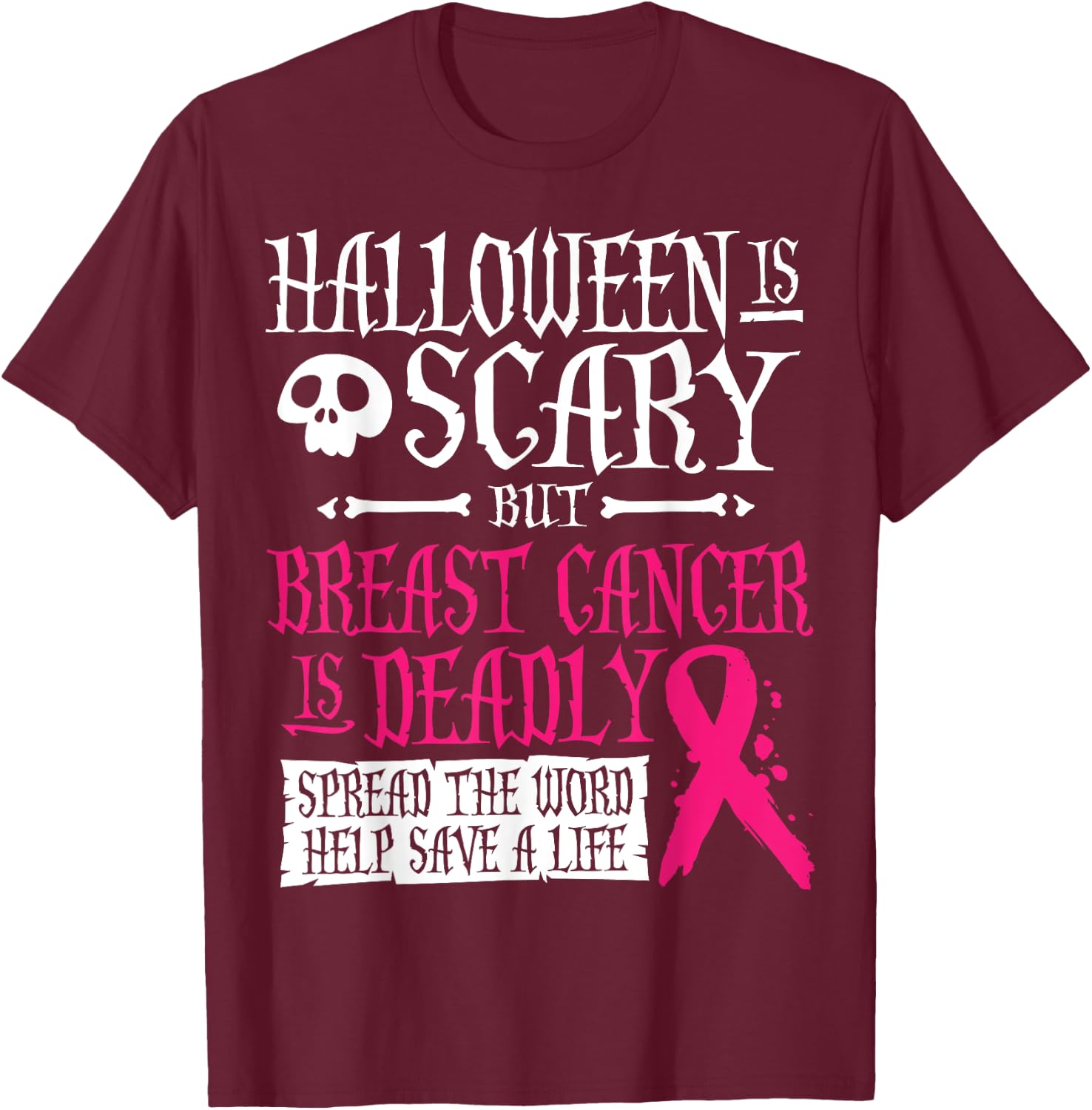 Halloween Costume Breast Cancer Awareness T-Shirt - T-Shirt | Maroon