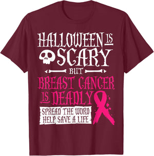 Halloween Costume Breast Cancer Awareness T-Shirt - T-Shirt | Maroon