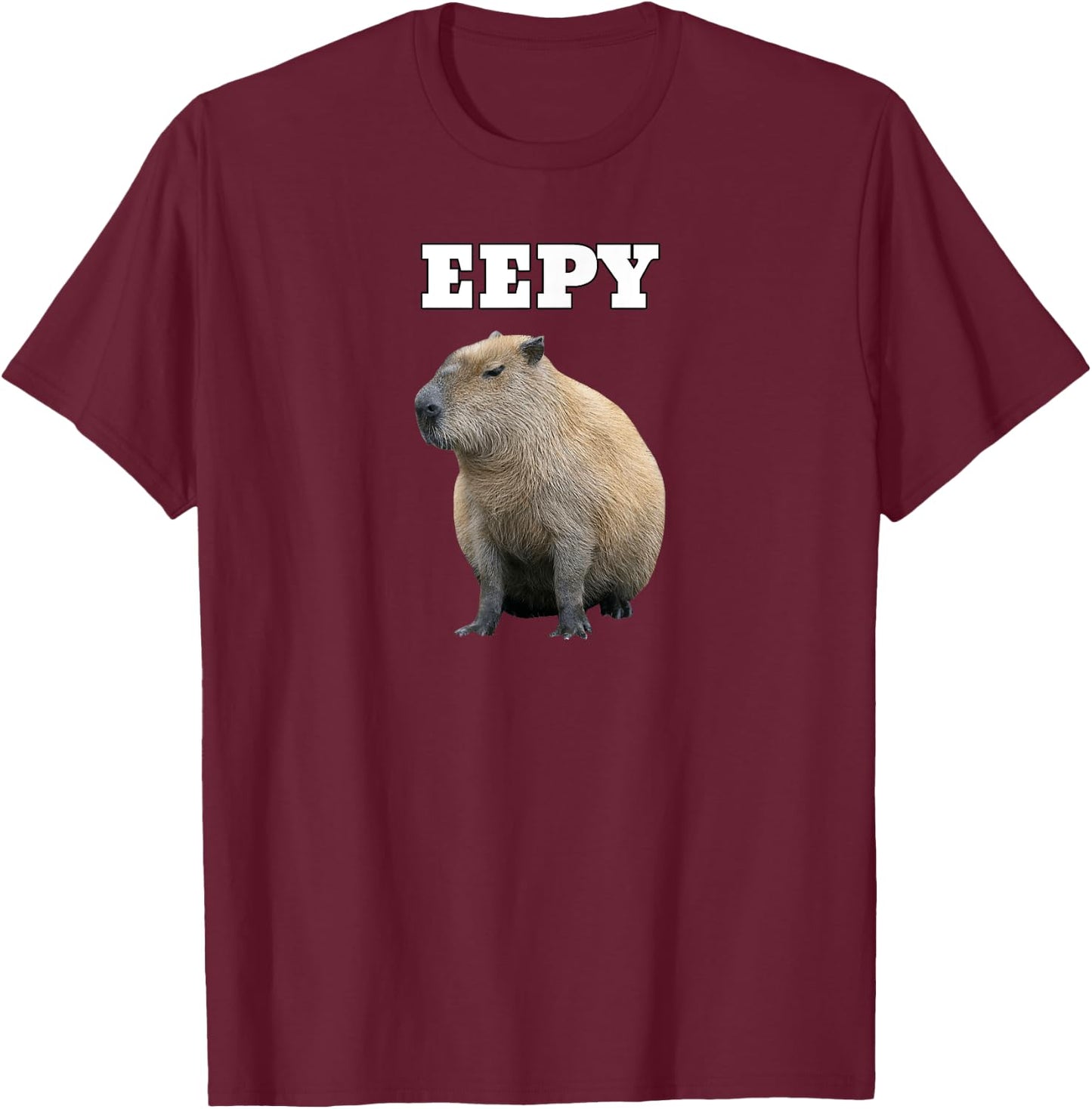 Eepy Capybara, Sleepy Capybara Meme T-Shirt - T-Shirt | Maroon