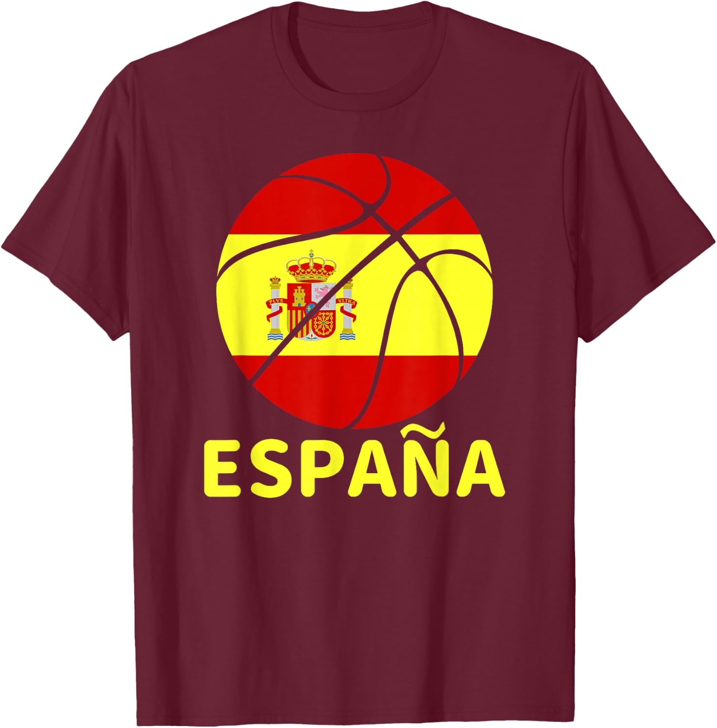España Spain Spanish Basketball Jersey Flag Print T-Shirt - T-Shirt | Maroon