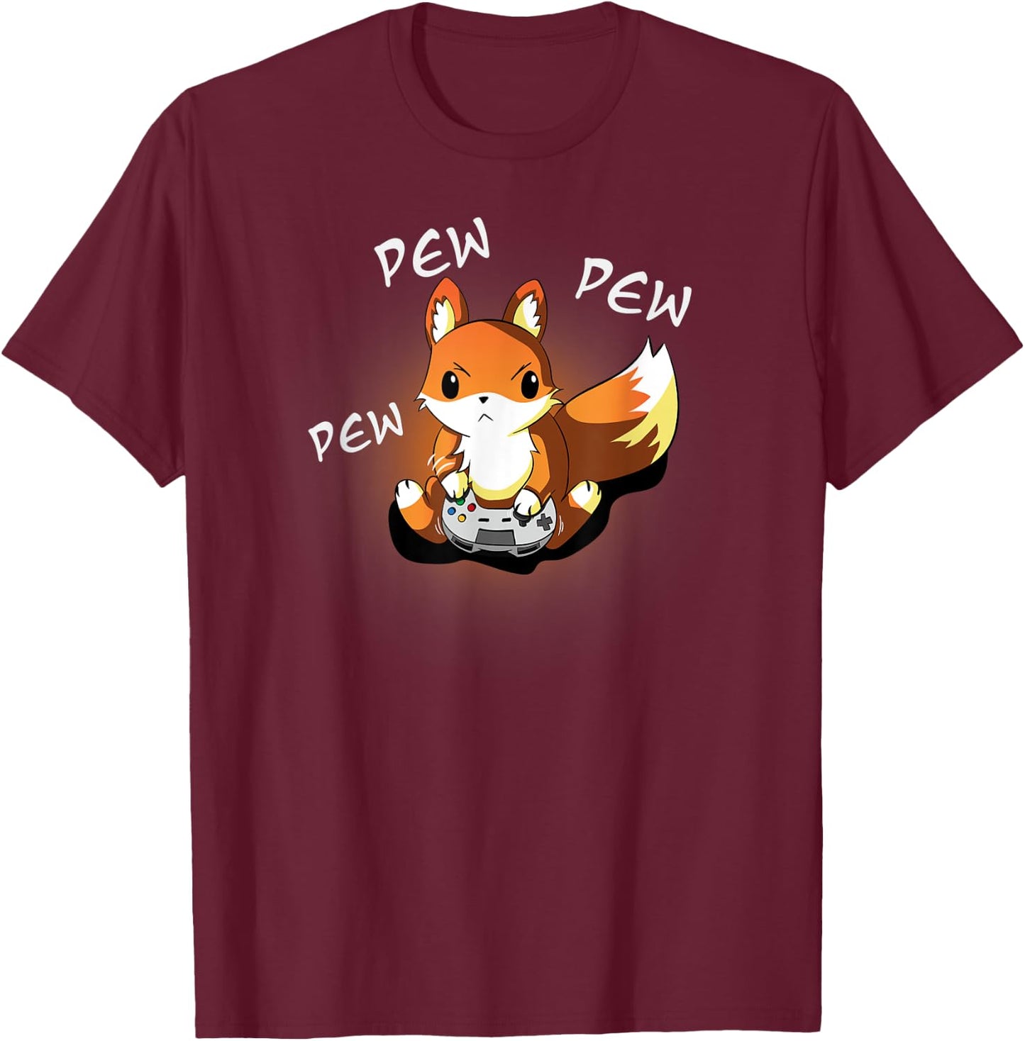 Angry Gamer Fox, Kawaii Funny Cute Gaming Design T-Shirt - T-Shirt | Maroon
