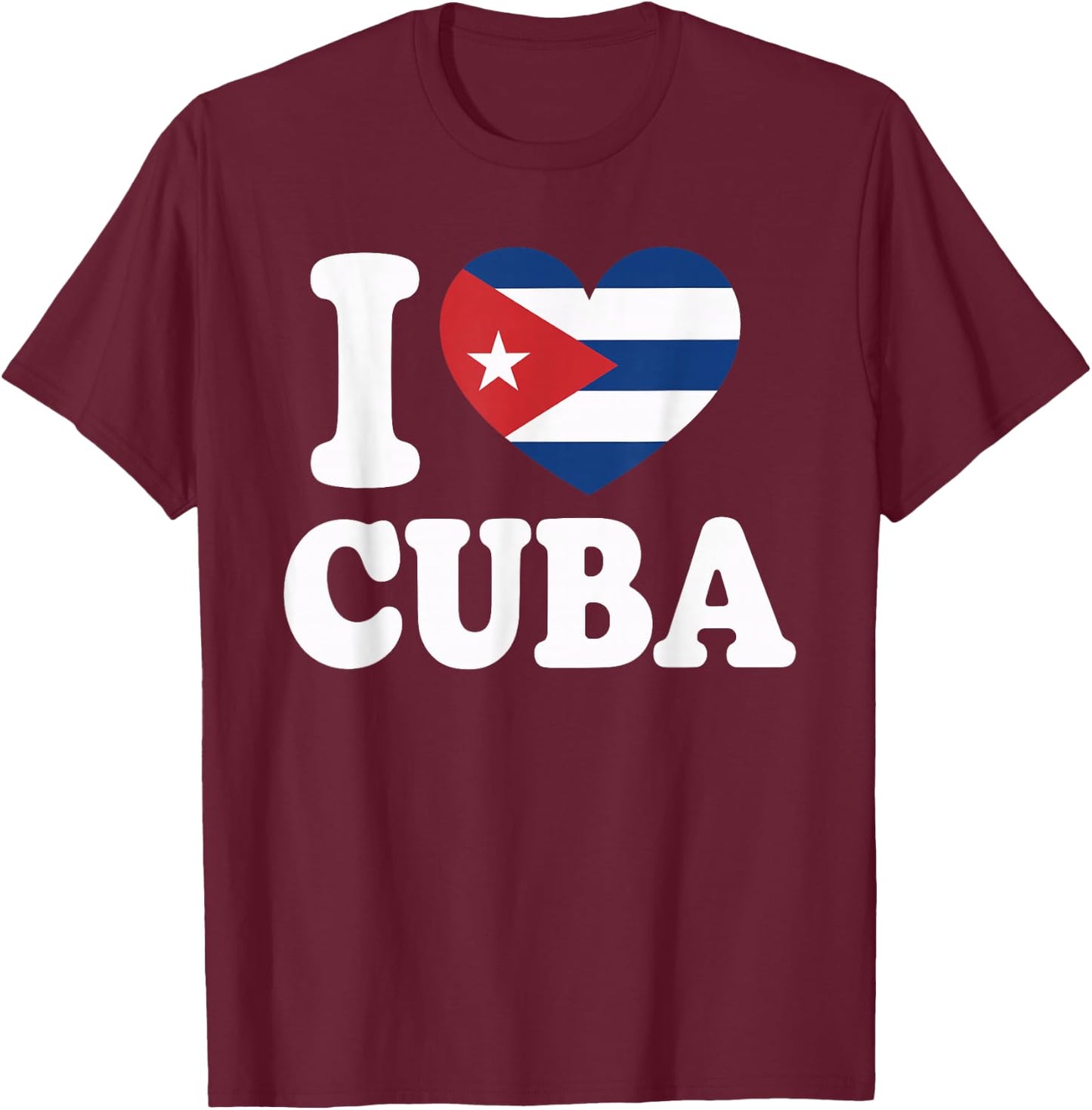 I Love Cuba Cuban Flag Heart T-Shirt - T-Shirt | Maroon