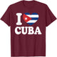 I Love Cuba Cuban Flag Heart T-Shirt - T-Shirt | Maroon