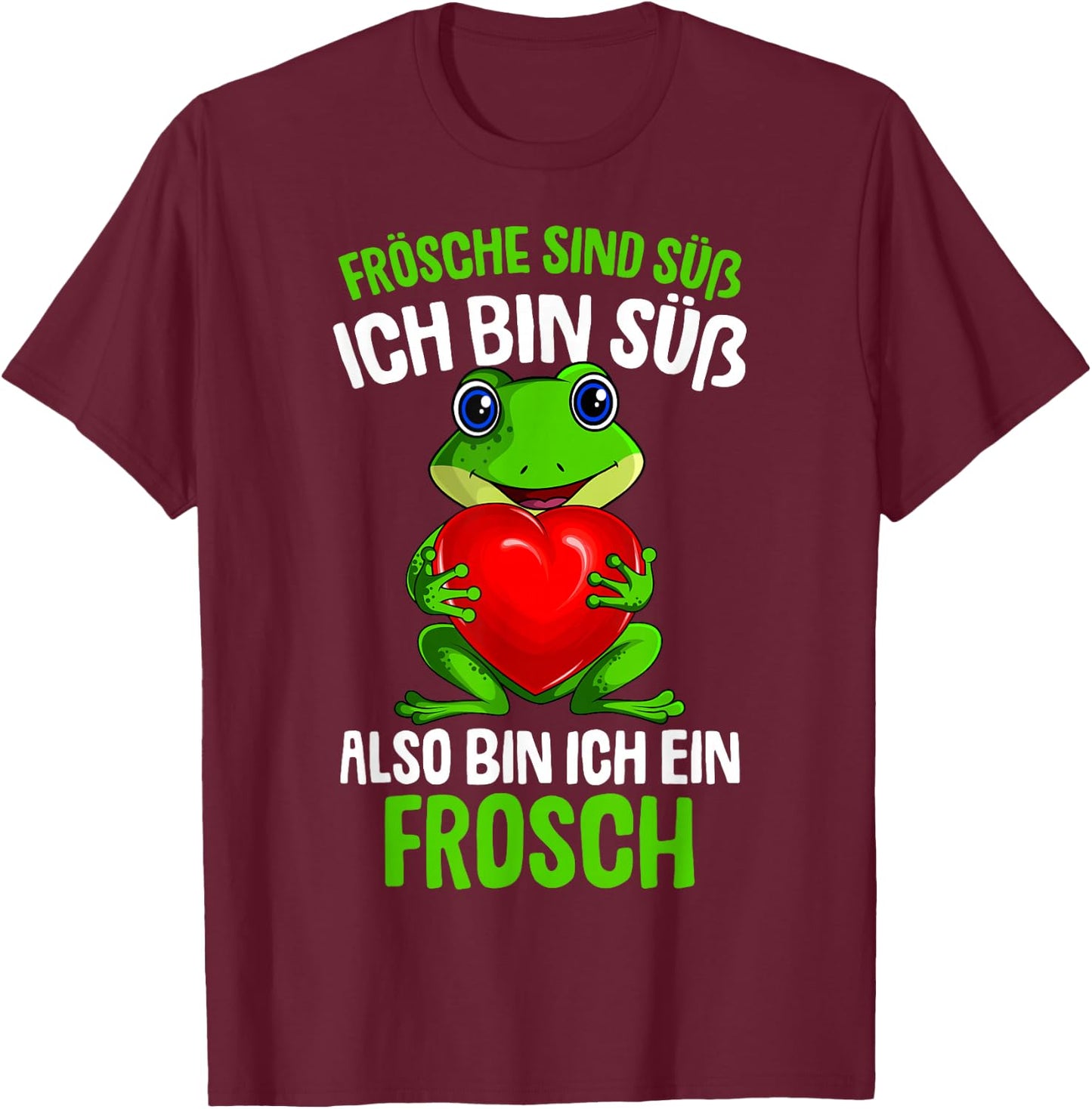 Frogs are sweet, children's women's / girls' frog , black T-Shirt - T-Shirt | Maroon