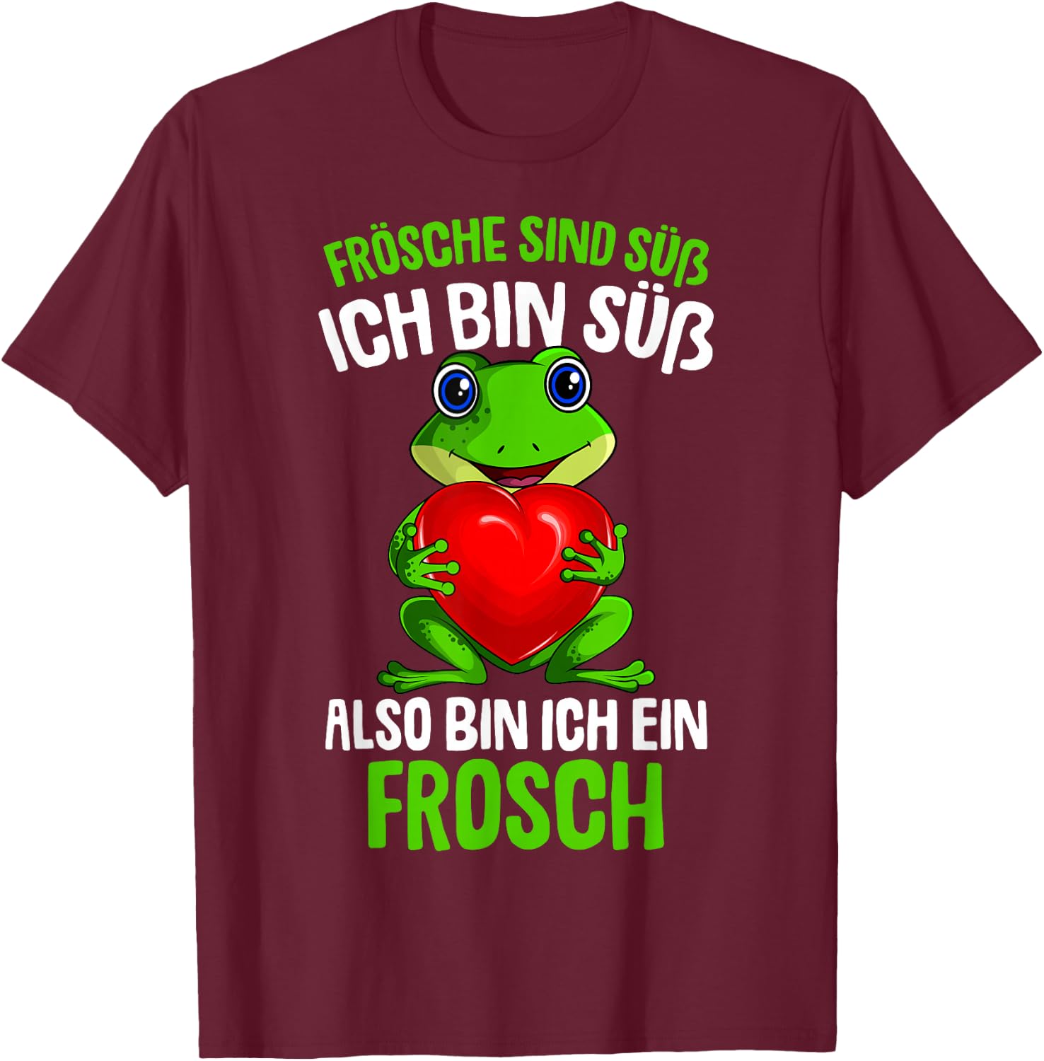 Frogs are sweet, children's women's / girls' frog , black T-Shirt - T-Shirt | Maroon
