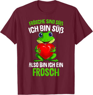 Frogs are sweet, children's women's / girls' frog , black T-Shirt - T-Shirt | Maroon
