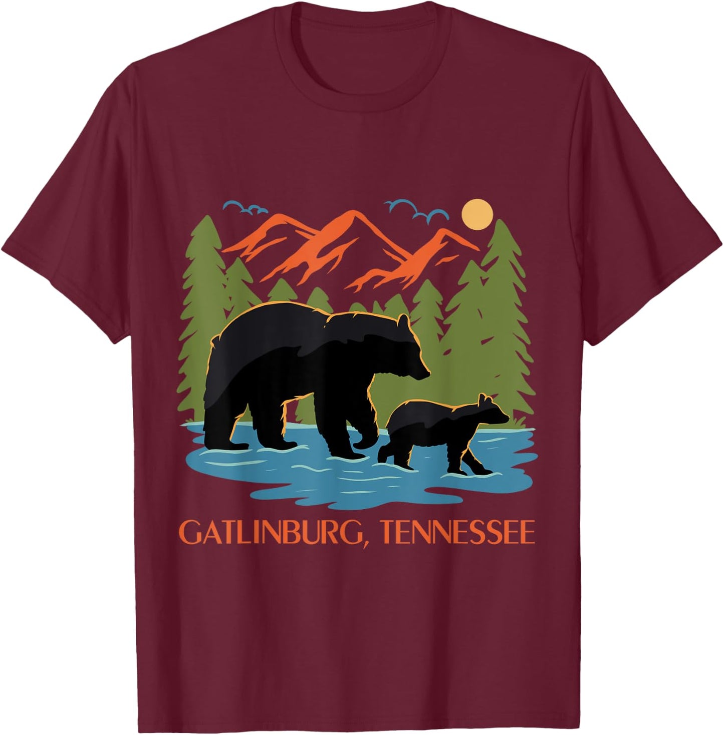 Vintage Gatlinburg Tennessee Smoky Mountains National Park T-Shirt - T-Shirt | Maroon