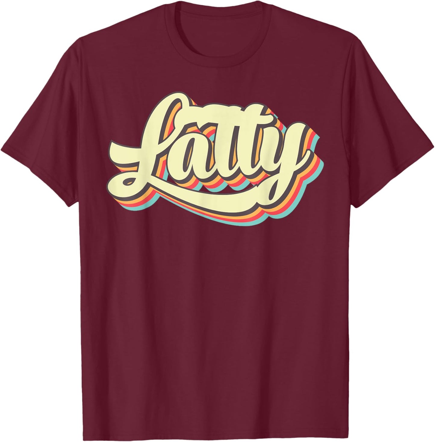 Latty Retro Art Baseball Font Vintage T-Shirt - T-Shirt | Maroon