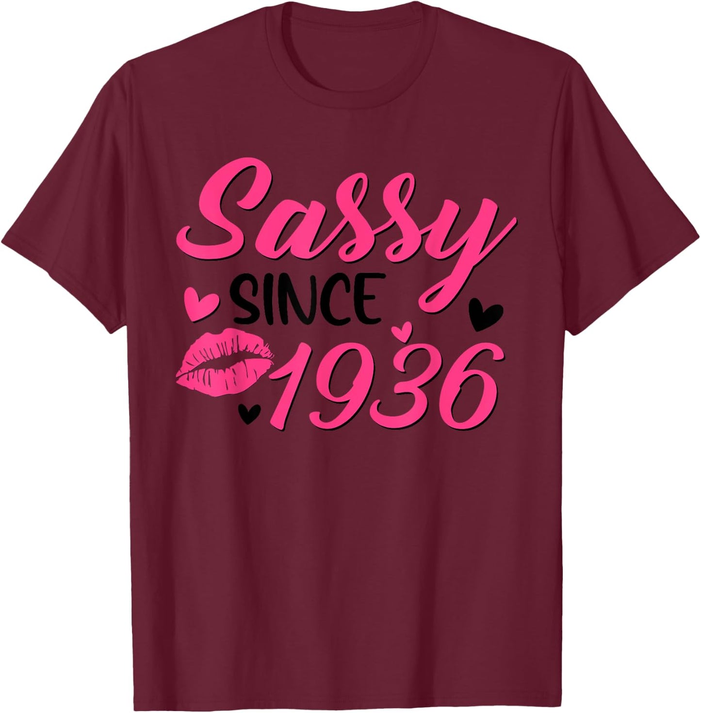 Sassy Since 1936 89th Birthday Women Party 89 Year Old T-Shirt - T-Shirt | Maroon