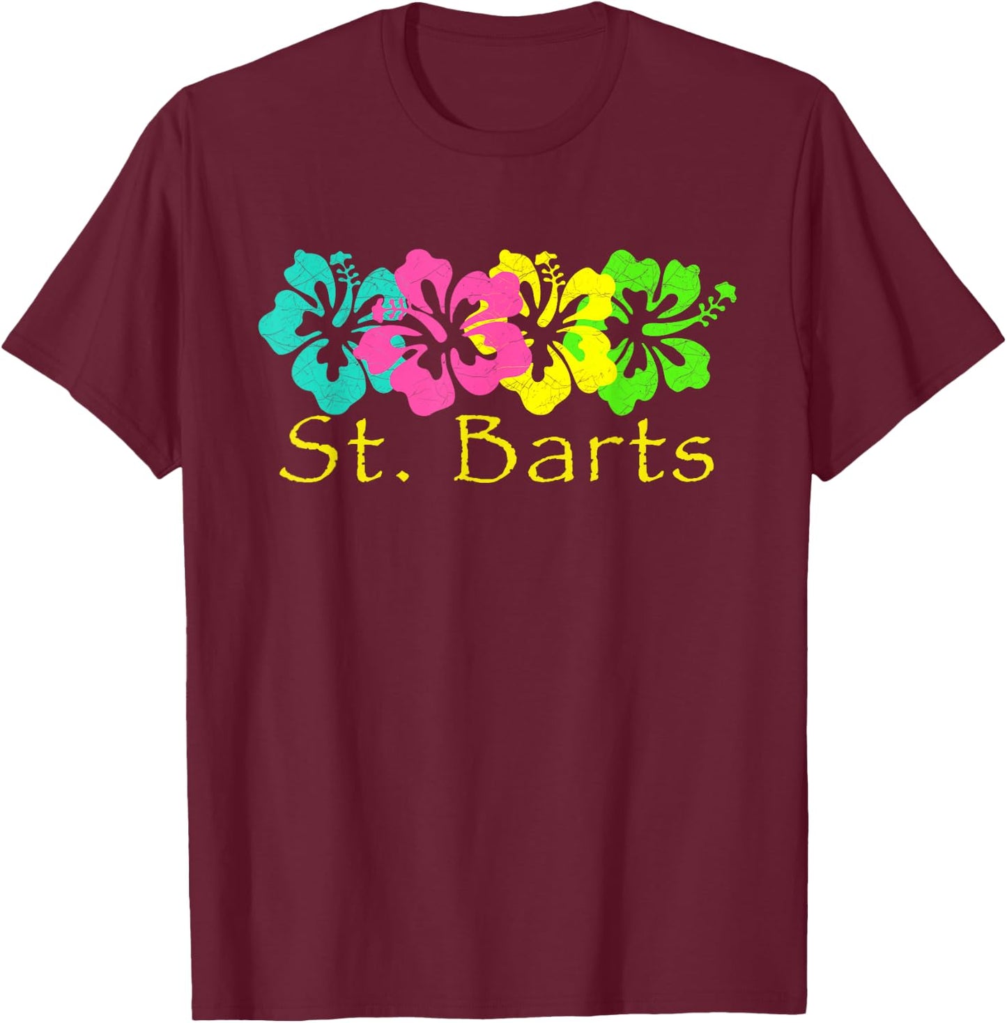 St. Barts Tropical / Travel Surf T-Shirt - T-Shirt | Maroon