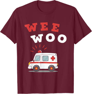 Wee Woo Ambulance EMS Paramedic EMT Emergency Medical T-Shirt - T-Shirt | Maroon