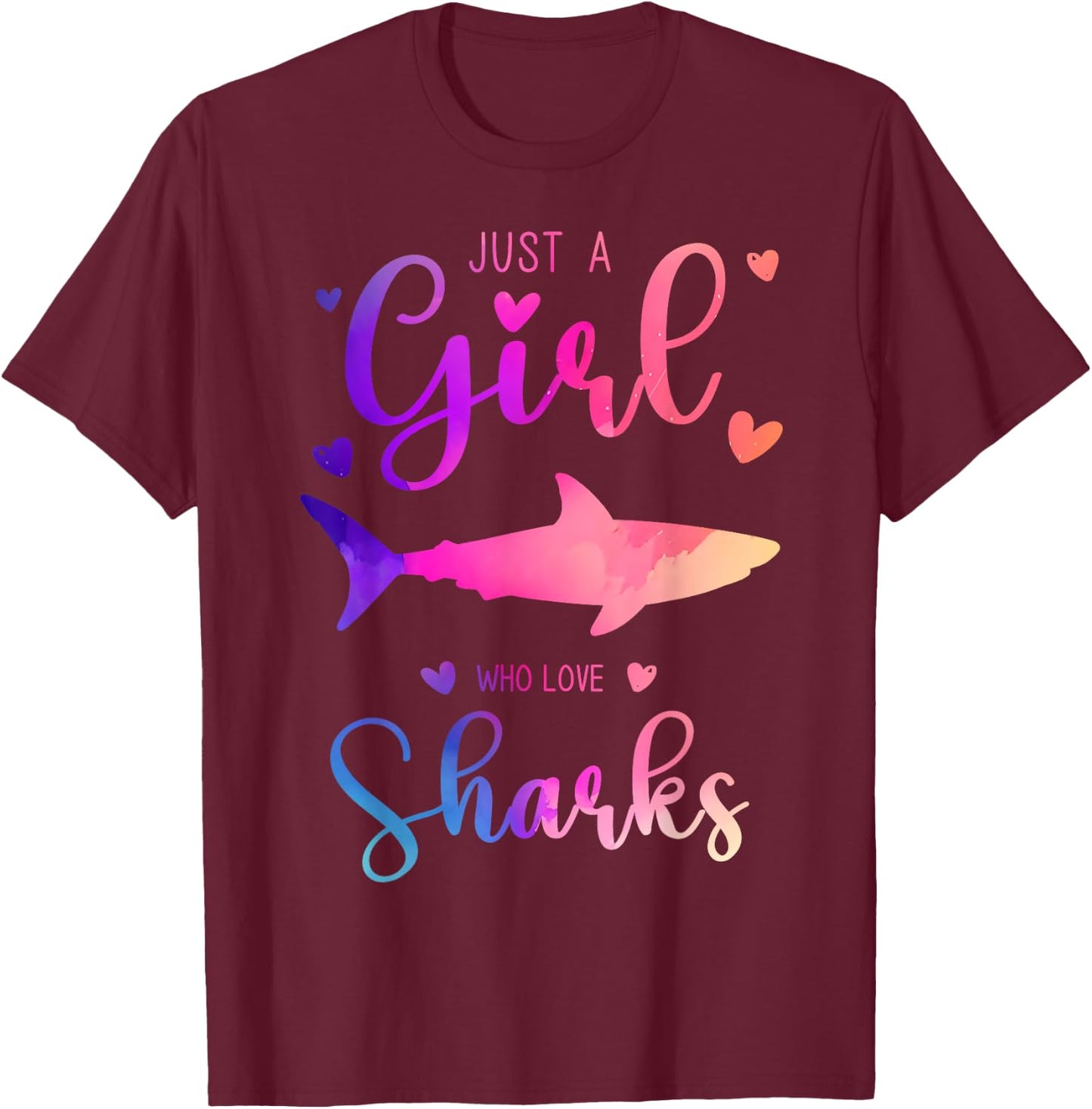 Just a Girl Who Loves Sharks Dress and Kids T-Shirt - T-Shirt | Maroon