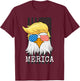 Merica Bald Eagle 4th of July Trump American Flag Funny Gift T-Shirt - T-Shirt | Maroon