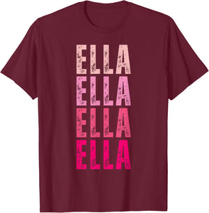 Personalized Name Ella I Love Ella 70's Vintage T-Shirt - T-Shirt | Maroon