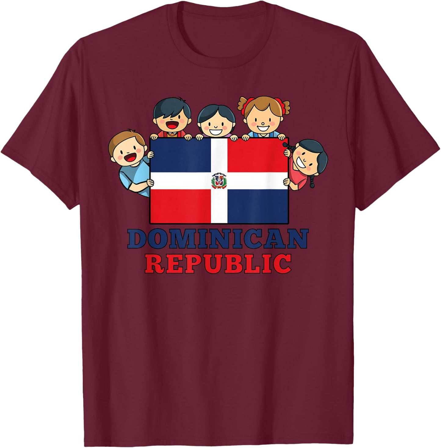 Kids Dominican Republic Flag Hispanic Heritage Dominican T-Shirt - T-Shirt | Maroon